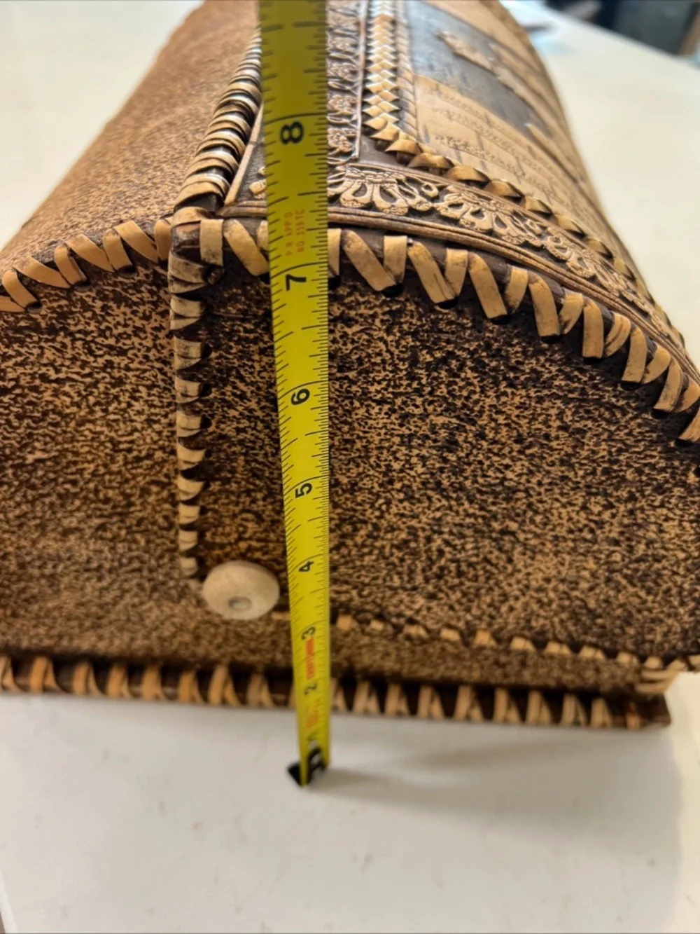 Hand carved Russian Birch Bark Bread Box